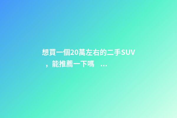 想買一個20萬左右的二手SUV，能推薦一下嗎？